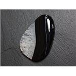 Pendentif en Pierre - Agate et Quartz Noir et Blanc Goutte 58mm avec imperfection N39 - 4558550085870 