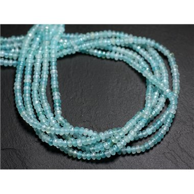 30pc - Perles de Pierre - Jade Rondelles Facettées 4x2mm Bleu Ciel Turquoise - 4558550084415 