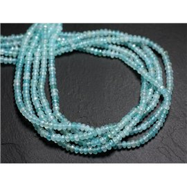 30pc - Stone Beads - Jade Faceted Rondelles 4x2mm Sky Blue Turquoise - 4558550084415 