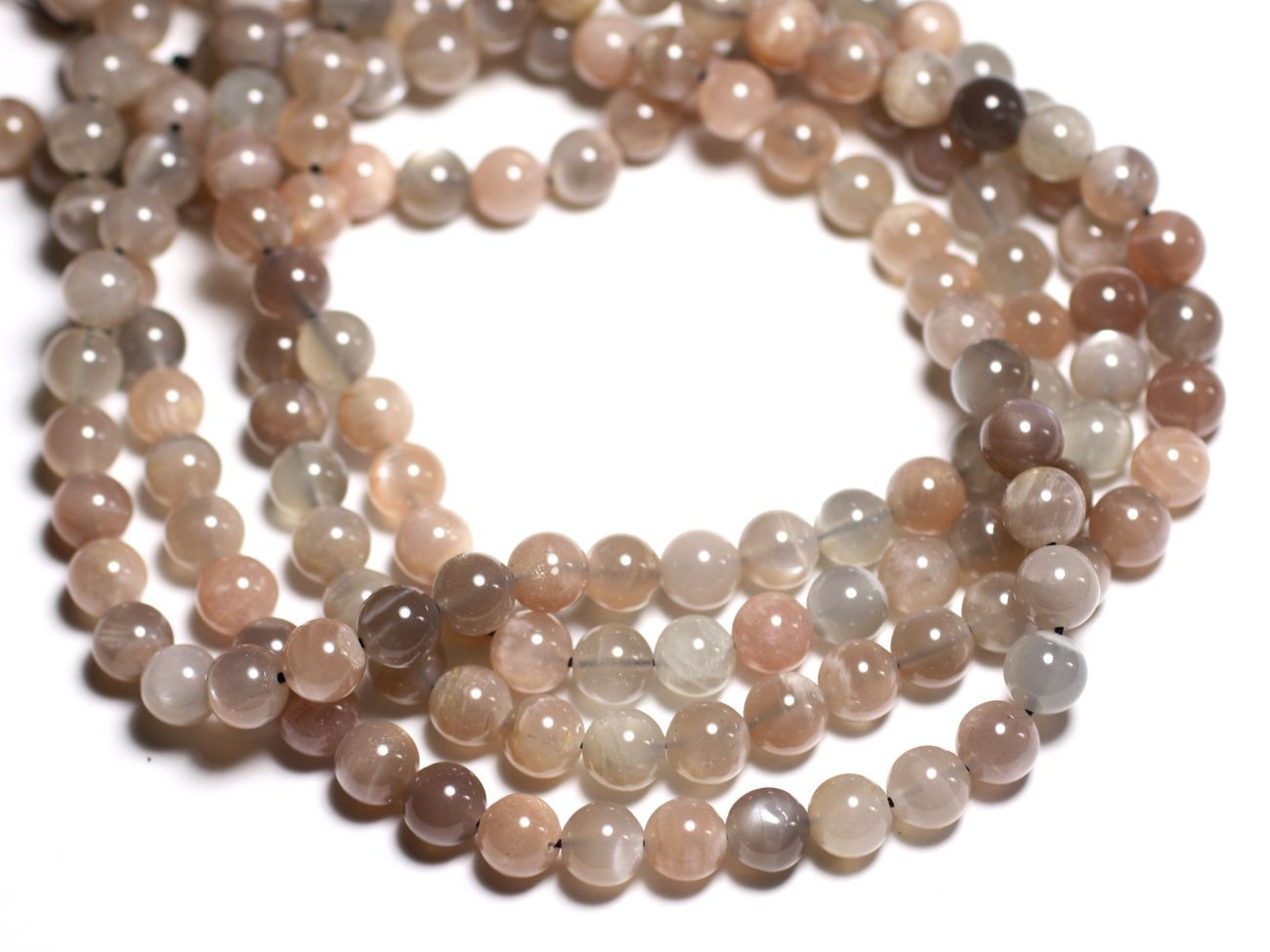 4pc - Perles Pierre de Lune Grise Rose Boules 8mm - 4558550084521 