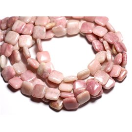 4pc - Stone Beads - Pink Opal 14mm Squares - 4558550084590 