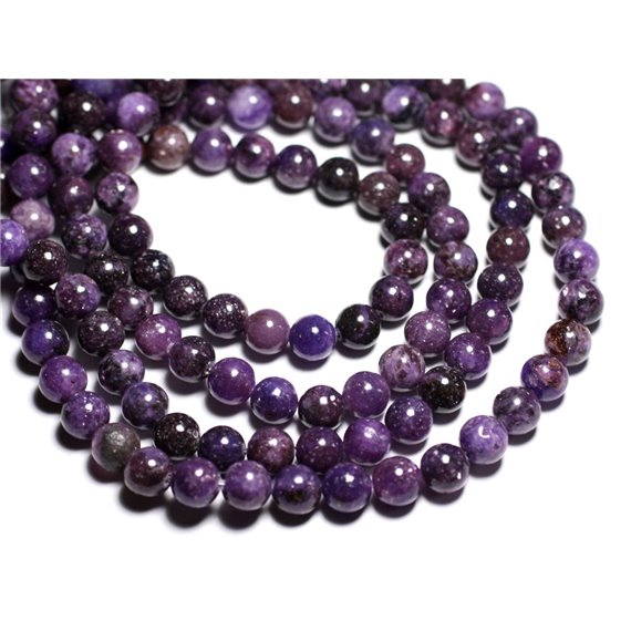 4pc - Perles de Pierre - Lépidolite Violette Boules 10mm -  4558550084613 