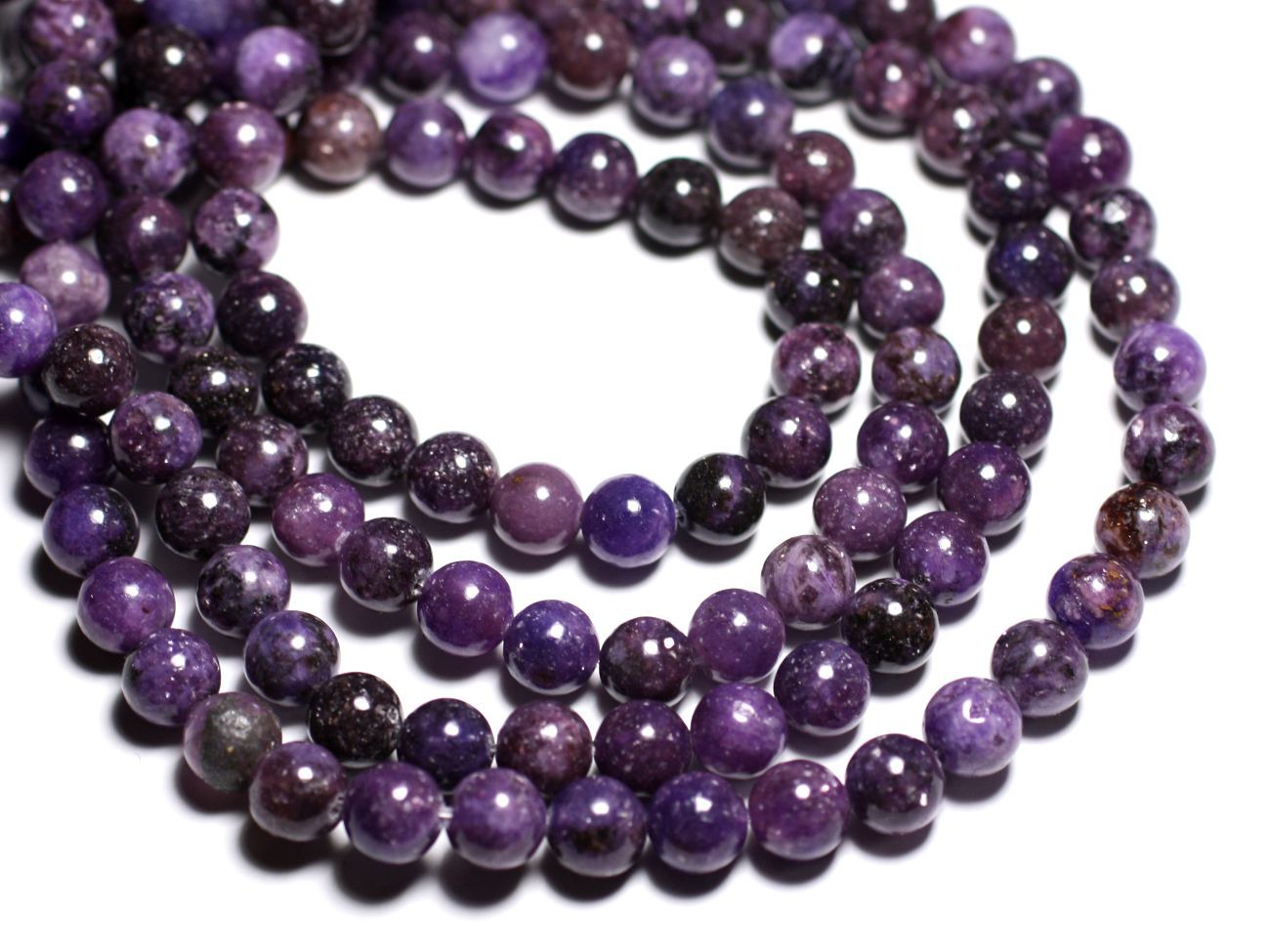 4pc - Perles de Pierre - Lépidolite Violette Boules 10mm -  4558550084613 
