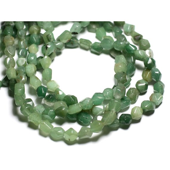 10pc - Perles de Pierre - Aventurine Verte Nuggets Facettés 7-10mm - 4558550084682 