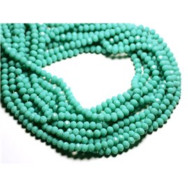 Thread 39cm approx 90pc - Opaque Glass Beads - Faceted Rondelles 6x4.5mm Light green Turquoise - 4558550084910 