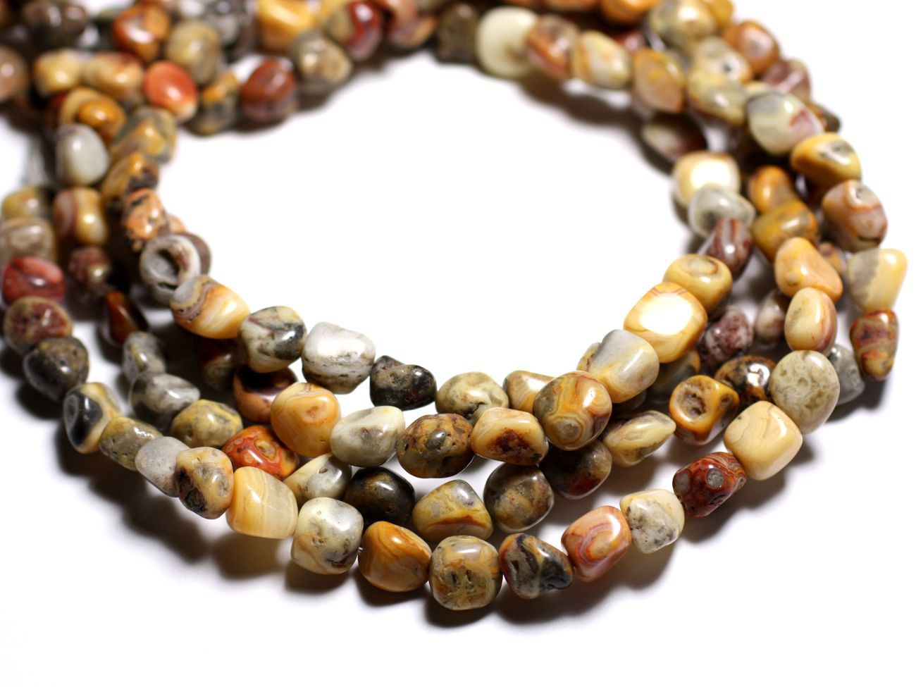 10pc - Perles Pierre - Agate Crazy Nuggets 8-10mm blanc jaune marron gris - 4558550085450