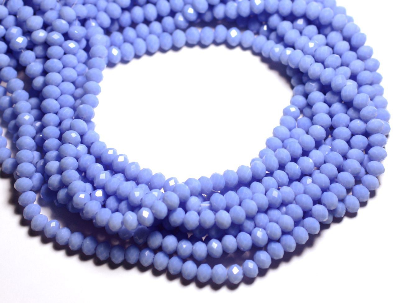 Fil 39cm 90pc env - Perles Verre opaque - Rondelles Facettées 6x4.5mm Bleu Mauve Lavande Pastel - 4558550084927 