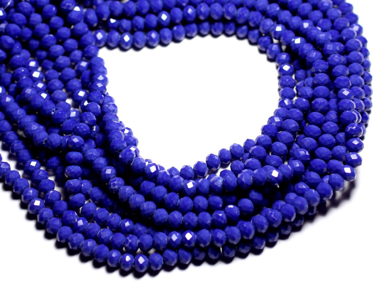Fil 39cm 90pc env - Perles Verre opaque - Rondelles Facettées 6x4.5mm Bleu Nuit - 4558550084934 