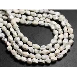 8pc - Stone Beads - Howlite Faceted Nuggets 9-11mm - 4558550085481 