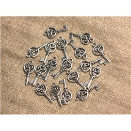 10pc - Pendenti con ciondolo in rodio placcato argento Chiave celtica 21 mm - 4558550012302 