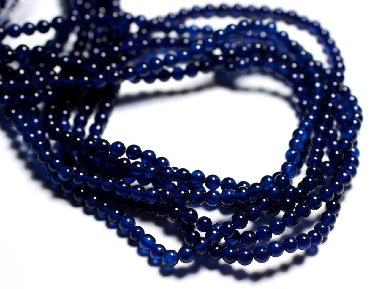 30pc - Perles de Pierre - Jade Boules 4mm Bleu Nuit -  4558550085603 