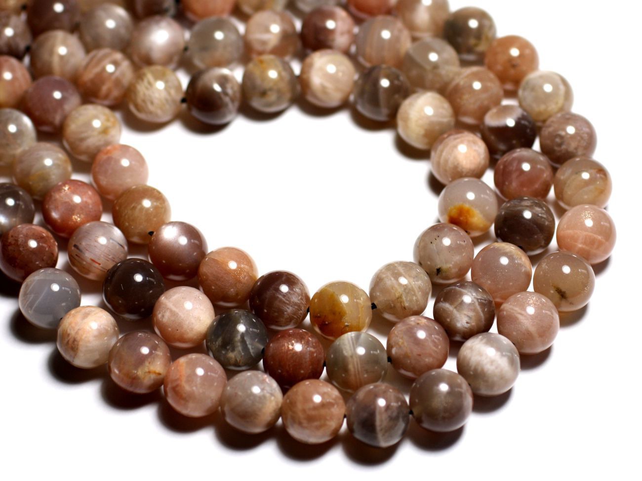 1pc - Perle Pierre de Lune Grise Rose Boule 12mm - 4558550084545 