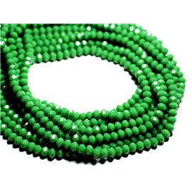Thread 39cm approx 90pc - Opaque Glass Beads - Faceted Washers 6x4.5mm Green - 4558550084880 