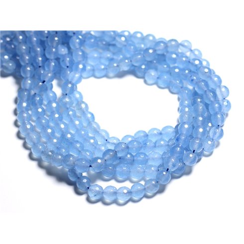 10pc - Perles de Pierre - Jade Boules Facettées 8mm Bleu clair - 4558550084767 