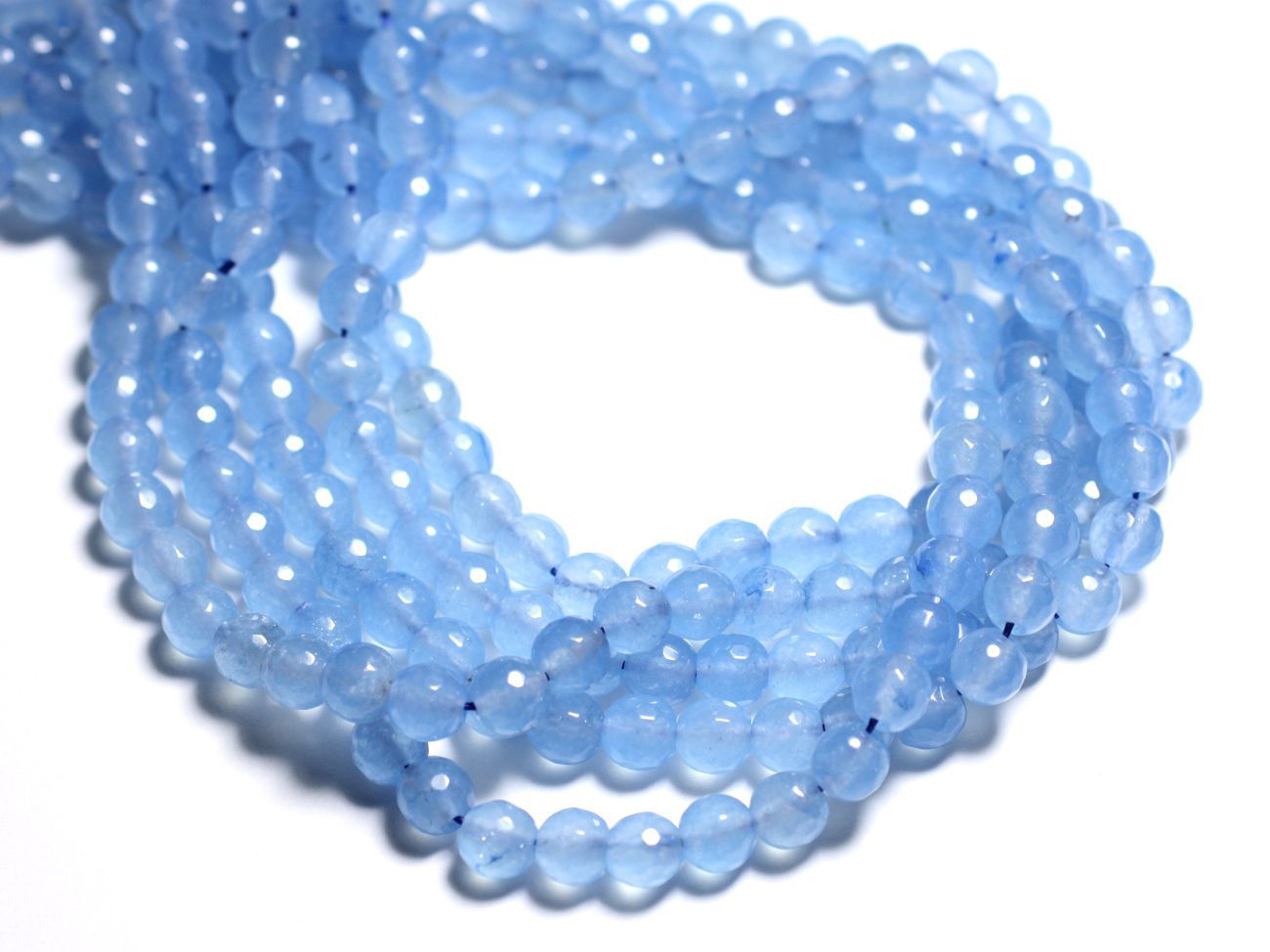 10pc - Perles de Pierre - Jade Boules Facettées 8mm Bleu clair - 4558550084767 