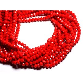 Hilo 39cm aprox 90pc - Cuentas de vidrio opacas - Arandelas facetadas 6x4.5mm Rojo brillante - 4558550084859 