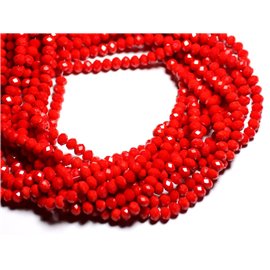 Thread 39cm approx 90pc - Opaque glass beads - Faceted washers 6x4.5mm Bright red - 4558550084859 