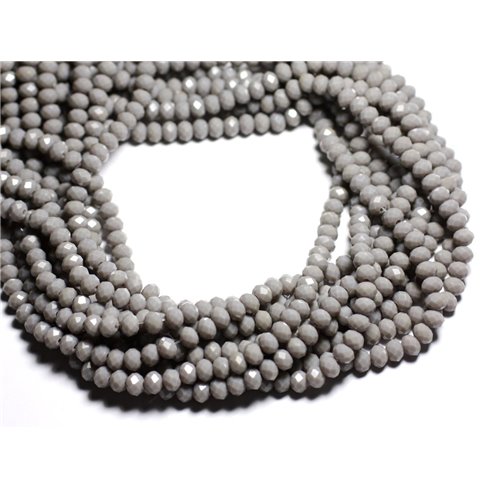 Fil 39cm 90pc env - Perles Verre opaque - Rondelles Facettées 6x4.5mm Gris clair - 4558550084873 