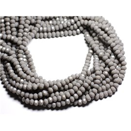 Draht 39cm ca. 90 Stück - Perlen undurchsichtiges Glas - Facettierte Unterlegscheiben 6x4,5mm Hellgrau - 4558550084873 