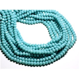 Rijg 39cm circa 90st - Ondoorzichtige glaskralen - Facet Rondelles 6x4.5mm Lichtblauw Turquoise - 4558550084903 