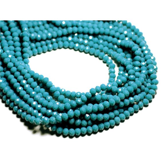 Fil 39cm 90pc env - Perles Verre opaque - Rondelles Facettées 6x4.5mm Bleu Paon Canard - 4558550084897 