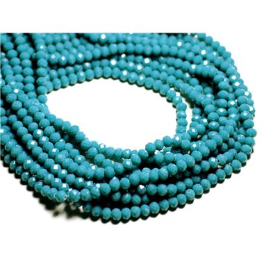 Fil 39cm 90pc env - Perles Verre opaque - Rondelles Facettées 6x4.5mm Bleu Paon Canard - 4558550084897 