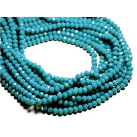 Thread 39cm approx 90pc - Opaque Glass Beads - Faceted Rondelles 6x4.5mm Peacock Blue Duck - 4558550084897 