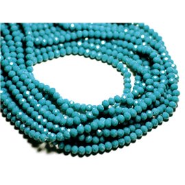 Thread 39cm approx 90pc - Opaque Glass Beads - Faceted Rondelles 6x4.5mm Peacock Blue Duck - 4558550084897 
