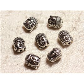 4 Stück - Silberne Metallperlen Rhodium Buddha 11mm 4558550003546 