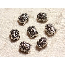 4pc - Perline in metallo placcato argento rodiato Buddha 11mm 4558550003546 