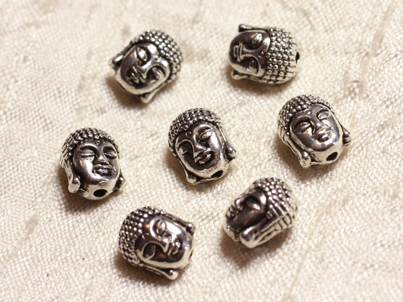 4pc - Perles Métal Argenté Rhodium Bouddha 11mm   4558550003546 