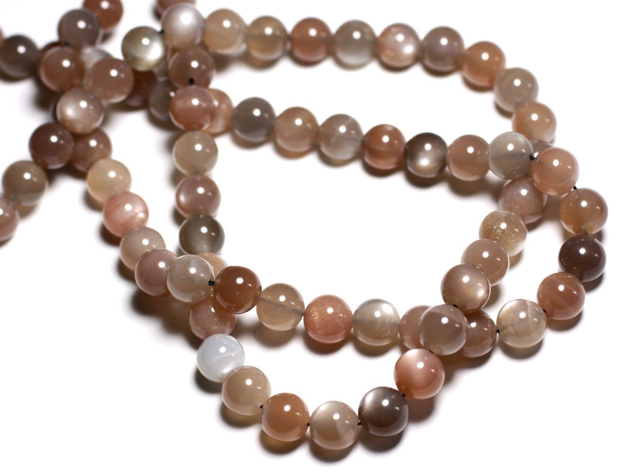 2pc - Perles Pierre de Lune Grise Rose Boules 10mm - 4558550084538 