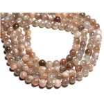 2pc - Perles Pierre de Lune Grise Rose Boules 10mm - 4558550084538 