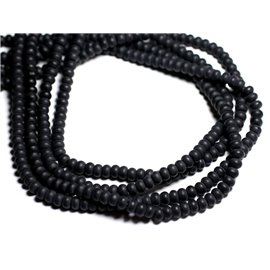 20pc - Stone Beads - Matte Black Onyx 6x4mm Rondelles - 4558550084378 