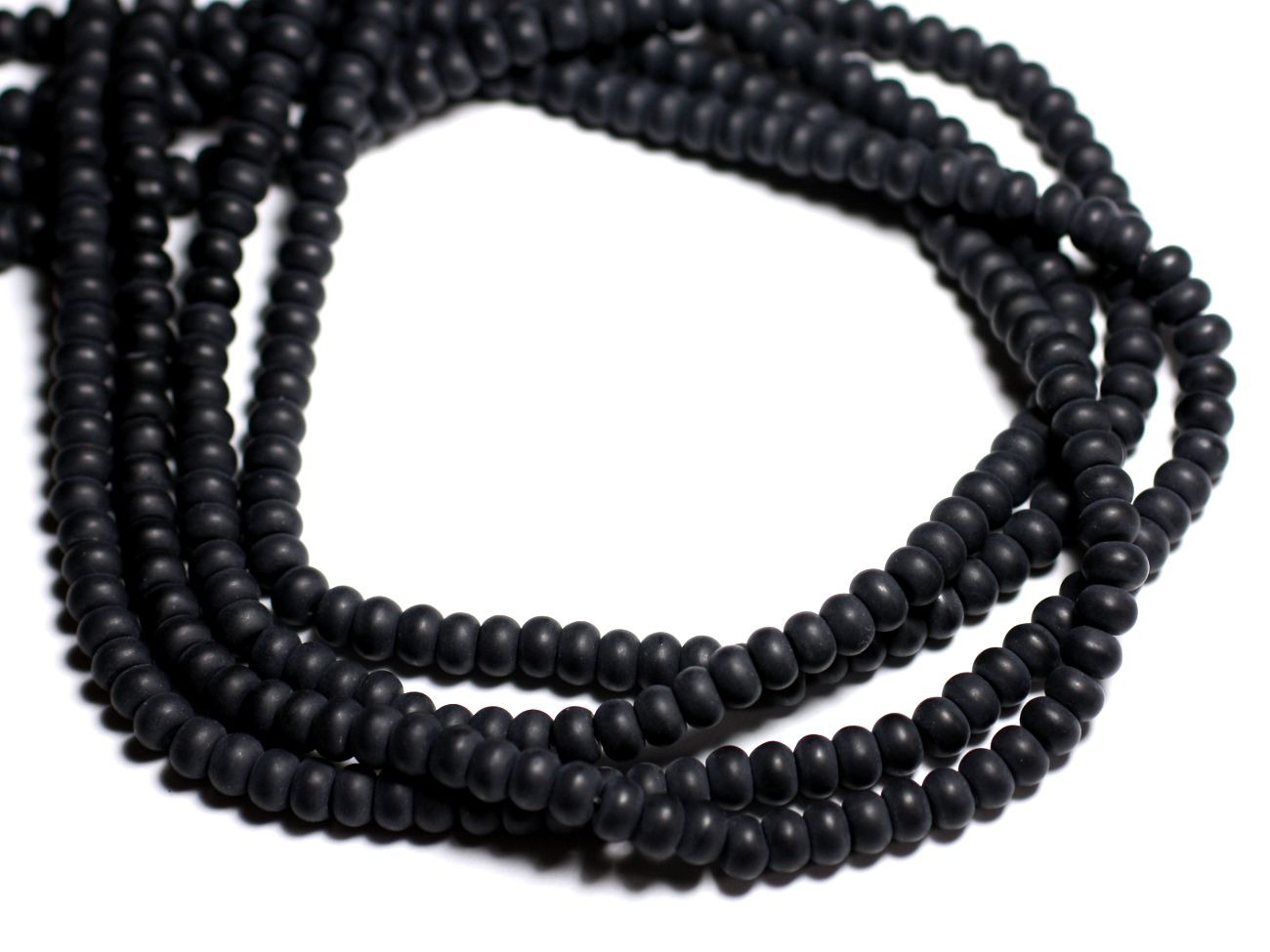 20pc - Perles de Pierre - Onyx Noir Mat Rondelles 6x4mm -  4558550084378 