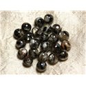 10pc - Perles Nacre et Résine - Boules 10mm Noir et Blanc  4558550015785 