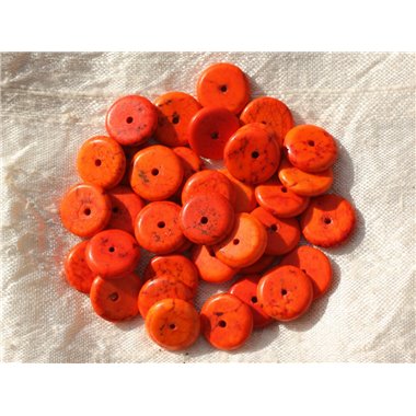 20pc - Perles Turquoise synthèse Rondelles 12 x 2-3mm Orange -  4558550016300 