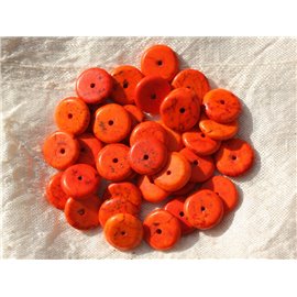 20pc - Rondelles de cuentas de turquesa sintéticas 12 x 2-3 mm Naranja - 4558550016300 