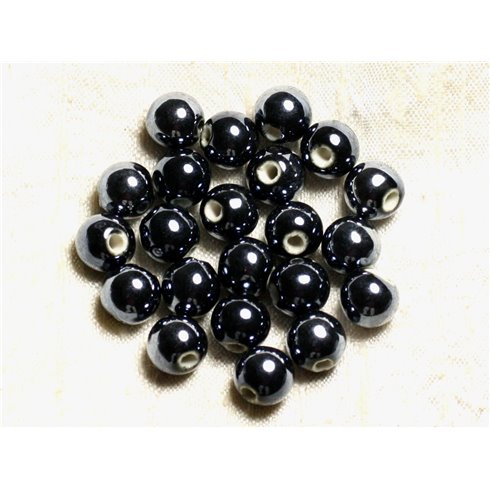 10pc - Perles Porcelaine Céramique Noir Boules 12mm   4558550000712 