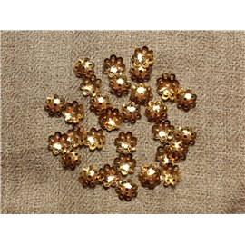 20pc - Apprets Coupelles Métal or doré Fleurs ajouré 7 pétales 9x2mm - 4558550034434