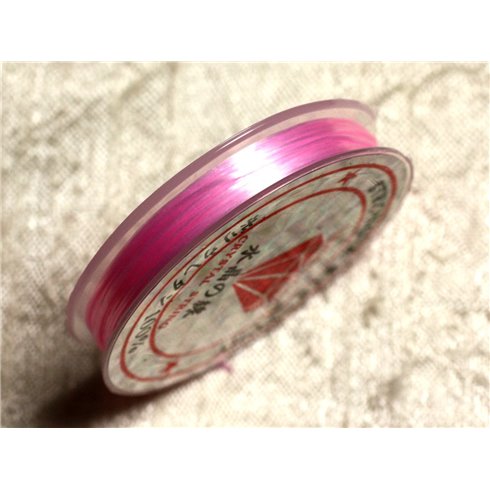 Bobine 10 metres env - Fil Elastique Fibre 0.8-1mm Rose clair poudre pastel bonbon - 4558550014122