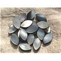 2pc - Perles Nacre noire naturelle - Marquises 17x10mm   4558550015853 