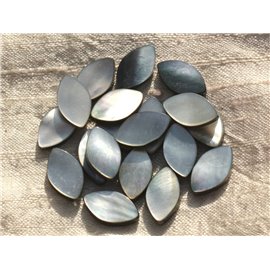 2pc - Natural black mother-of-pearl beads - Marquises 17x10mm 4558550015853 
