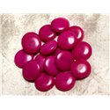 2pc - Perles de Pierre - Jade Rose Fuchsia Palets 18mm   4558550015525 