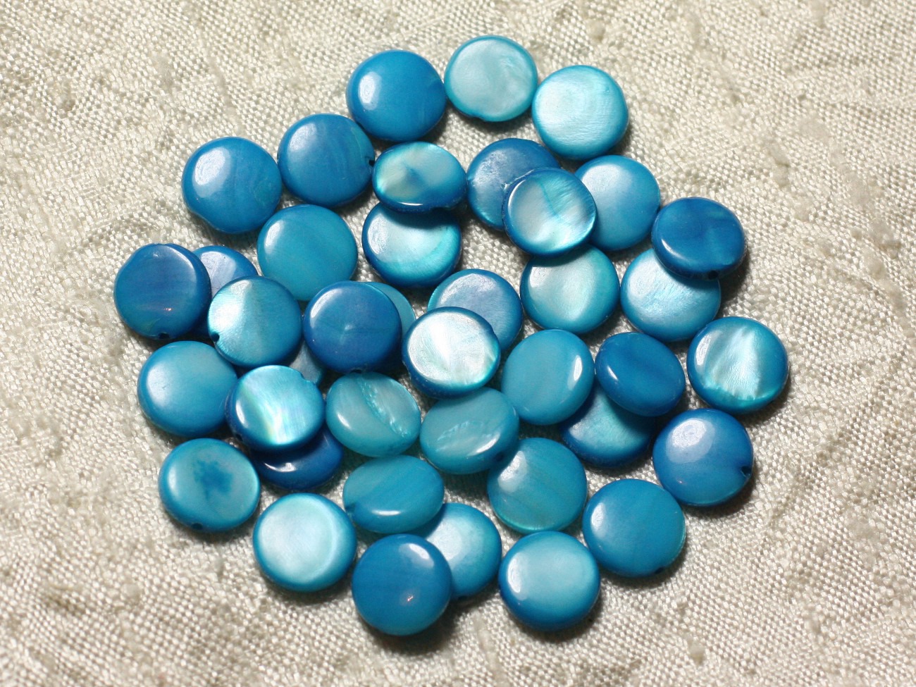 20pc - Perles Nacre Palets 10mm Bleu Turquoise   4558550005052 