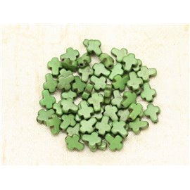 20pc - Cruz de cuentas de turquesa sintética 10x8mm Verde - 4558550000156 