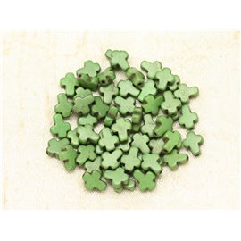 20pc - Synthetic Turquoise Beads Cross 10x8mm Green - 4558550000156 