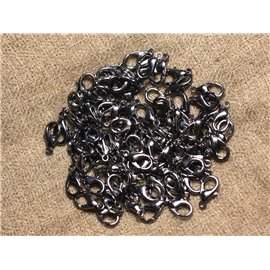 100pc - Cierres de langosta 12x7mm Metal Negro sin níquel 4558550004062 