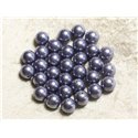 10pc - Perles Nacre Boules 8mm ref C6 Bleu Gris Horizon   4558550004161 