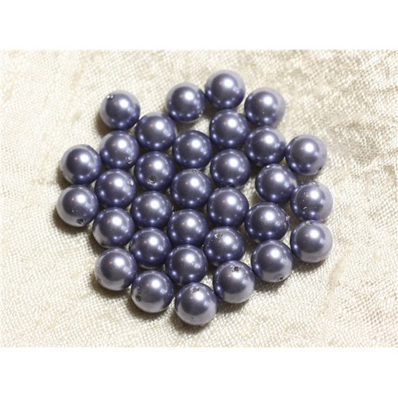 10pc - Perles Nacre Boules 8mm ref C6 Bleu Gris Horizon   4558550004161 